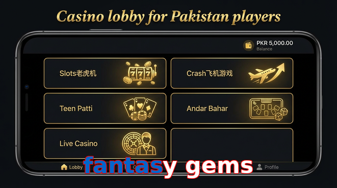 Lobby view of Fantasy Gems for Pakistan users